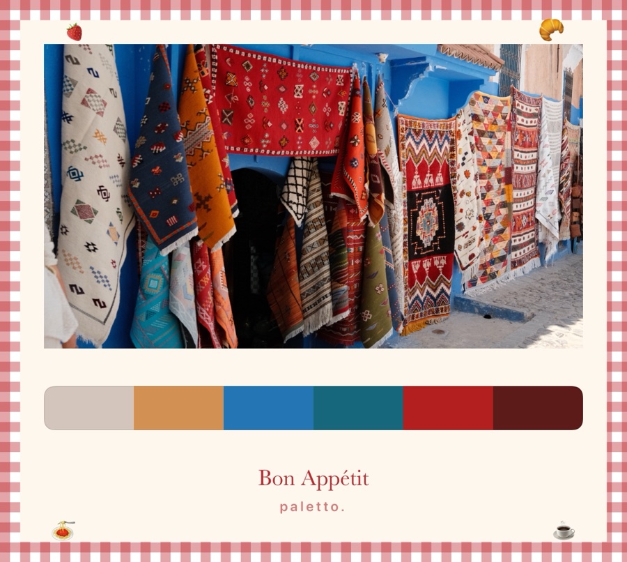 Rug market in a gingham frame